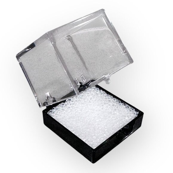 Clear Acrylic Cube Display Thumbnail Box Black Base w Hinge and Lid 1.25 Inches - Picture 1 of 7